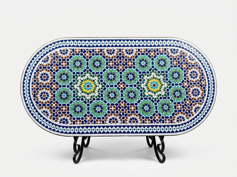 The Andalusian Azure Oval Zellige Garden Table