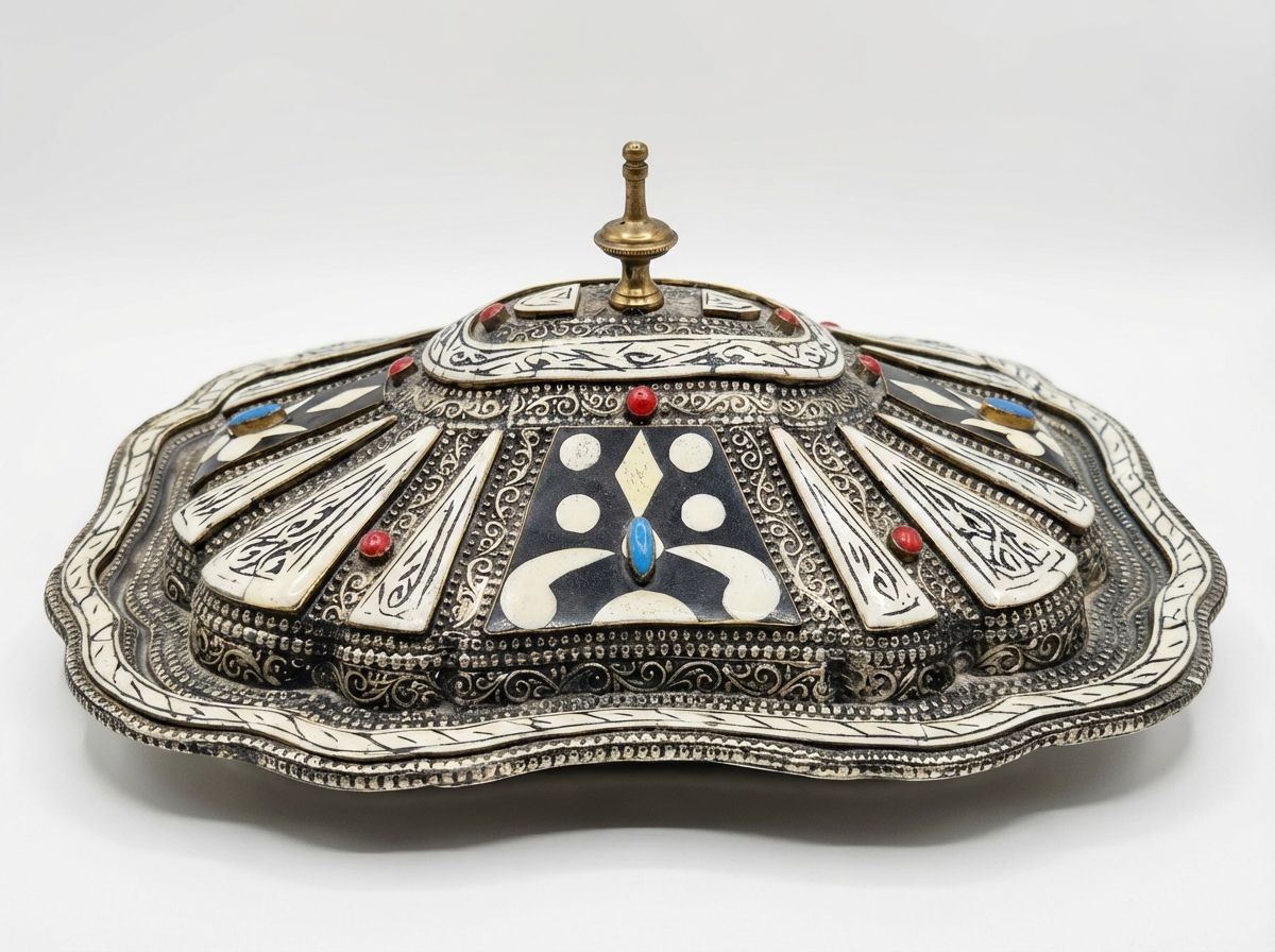 The Andalusian Star: Silver & Bone Inlay Lidded Serving Dish view 2