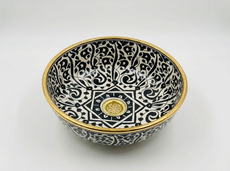 The Fes Noir & Brass Ceramic Vessel Sink