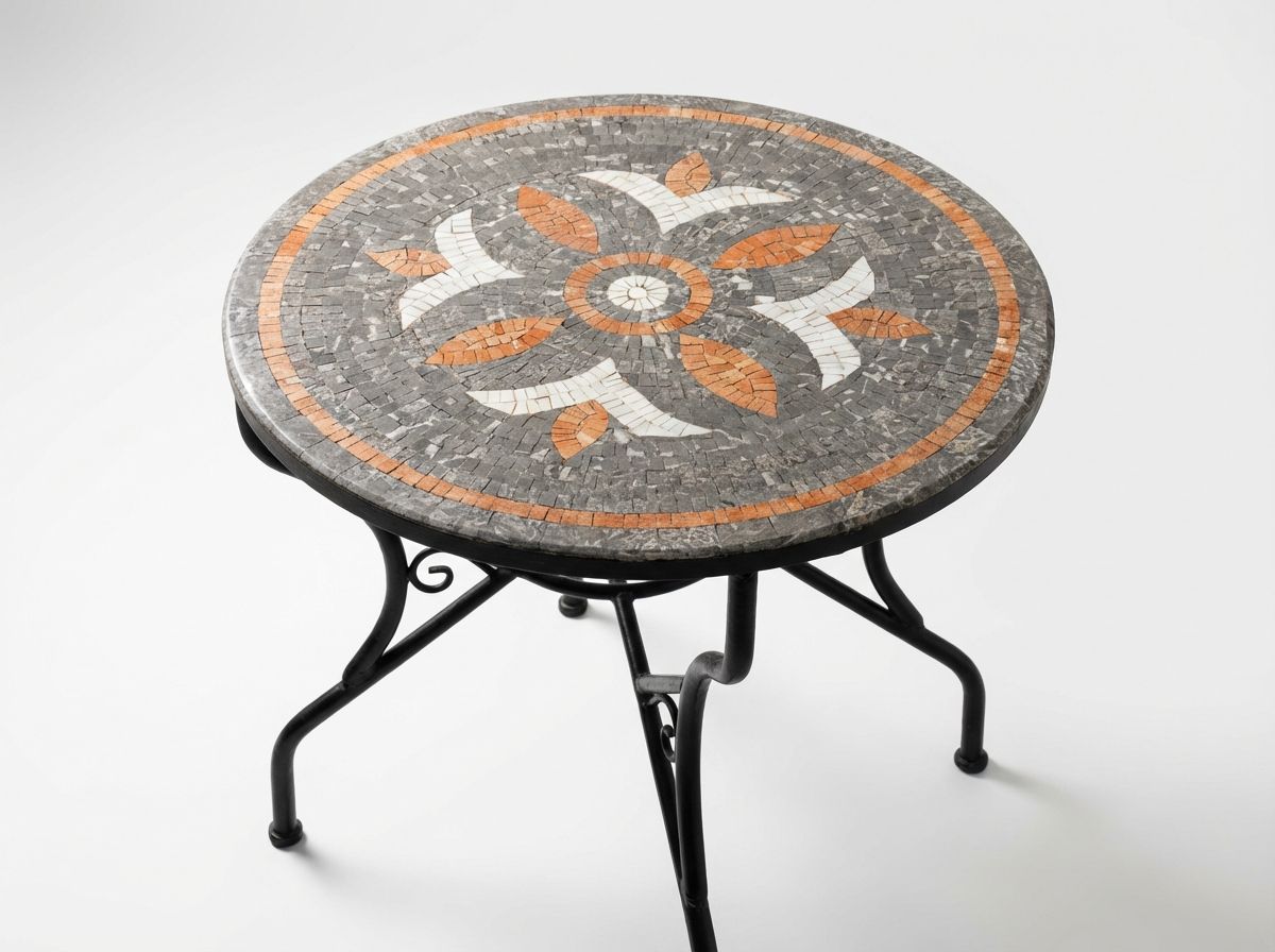 The Volubilis Grey & Natural Clay Zellige Table Top view 3