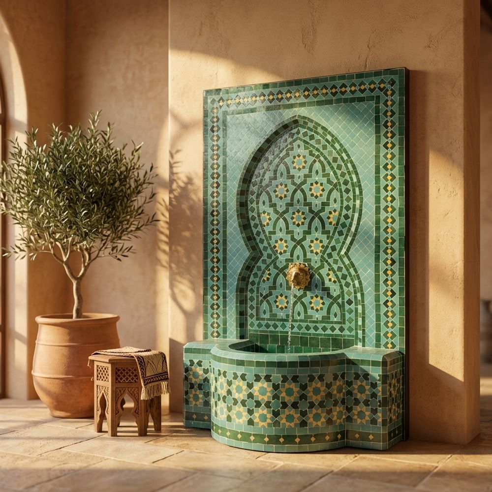 The Fes Emerald Zellige Fountain