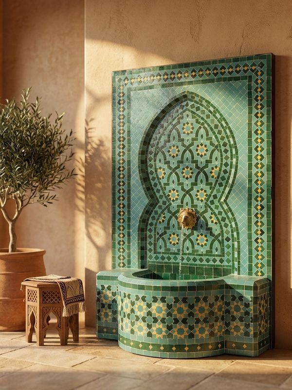 The Fes Emerald Zellige Fountain
