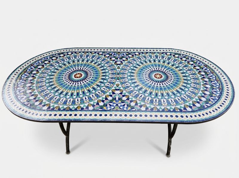 The Chefchaouen Twin Star Oval Zellige Dining Table