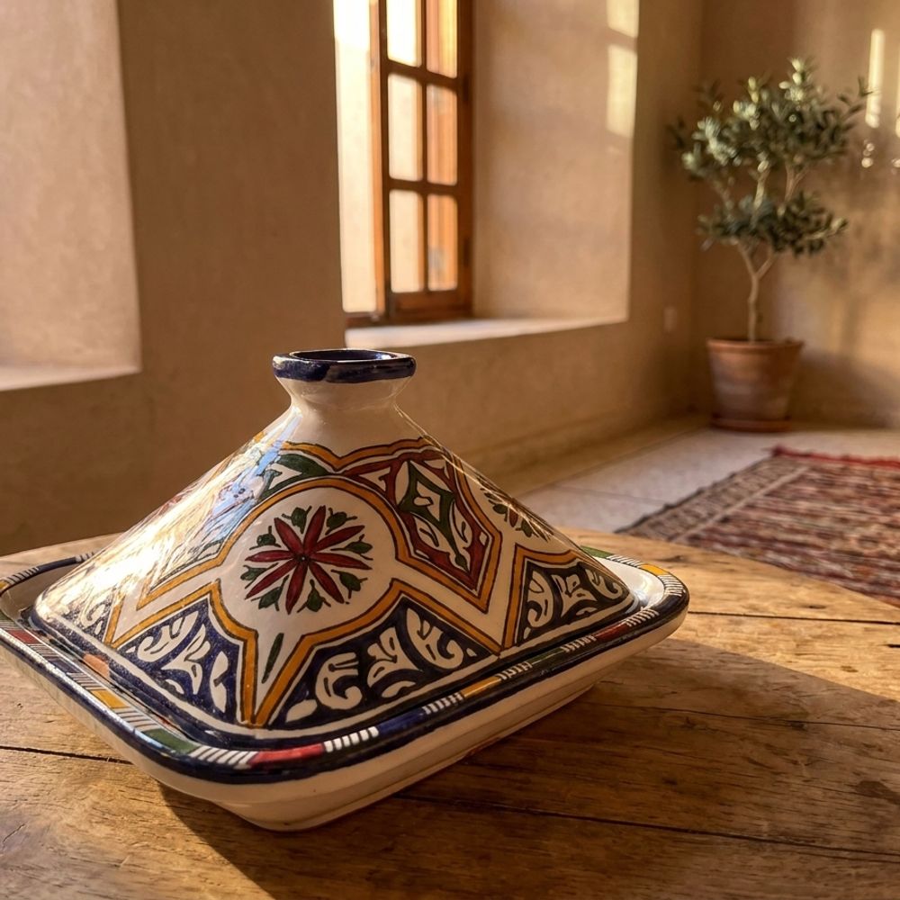 Fez Harmony: Hand-Painted Square Ceramic Serving Dish