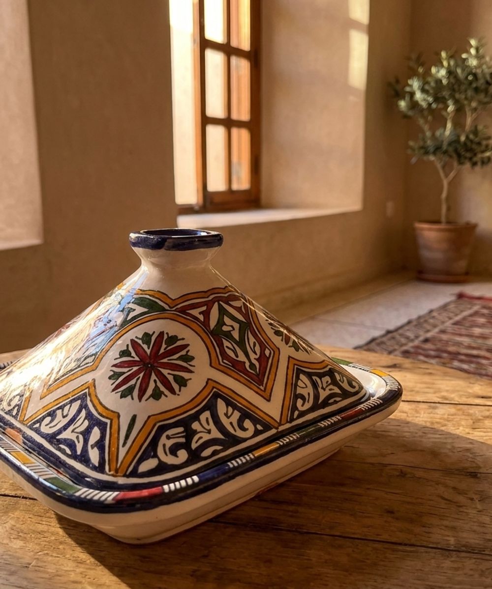 Fez Harmony: Hand-Painted Square Ceramic Serving Dish