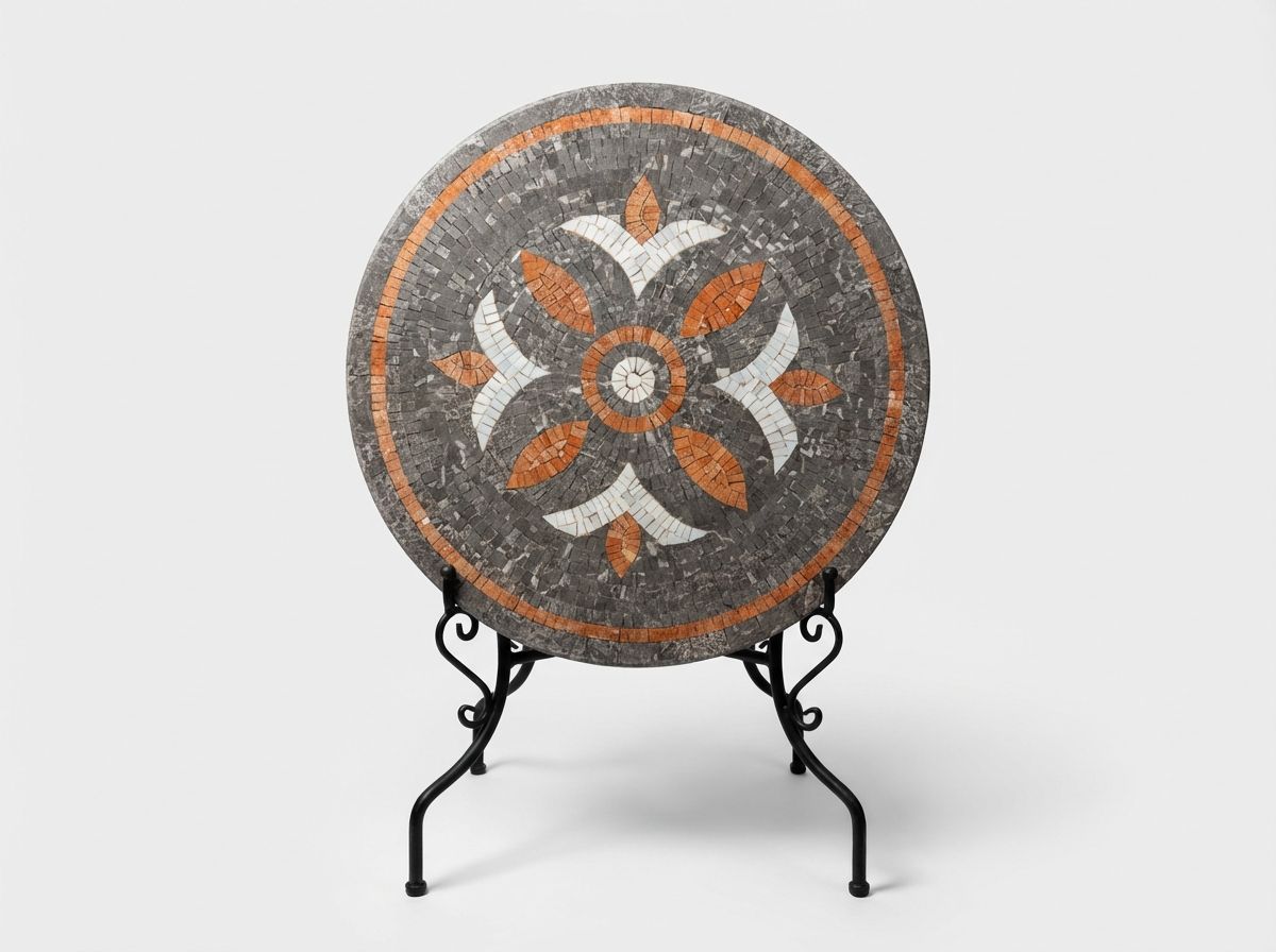 The Volubilis Grey & Natural Clay Zellige Table Top view 2