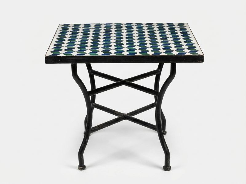 The Chefchaouen Cube: Geometric Zellige Mosaic Side Table