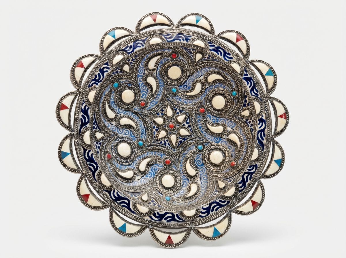 The Andalusian Star: Bone & Enamel Inlay Filigree Plate view 2