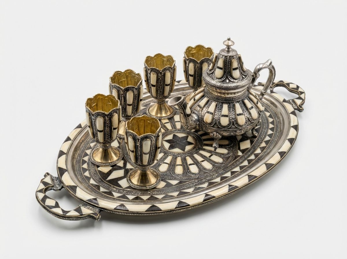 L'Or Noir - Moroccan Bone Inlay Tea Service view 3