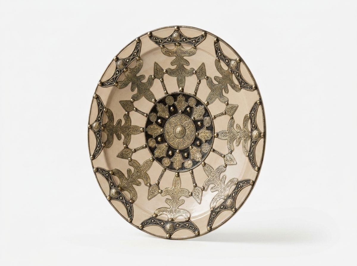 The 'Amira' Brass & Ceramic Ceremonial Platter view 2