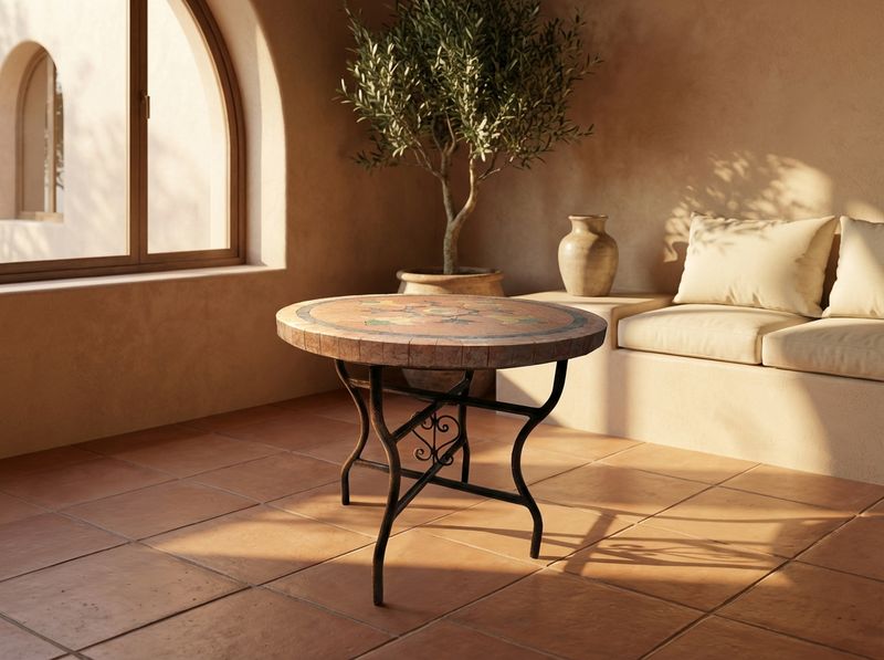 The Marrakech Rose: Pink Marble Zellige Bistro Table detail