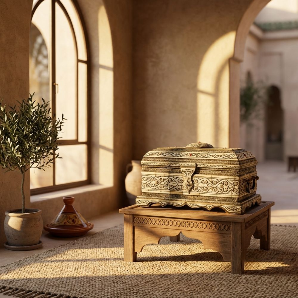 The Marrakech Royal Bone & Brass Treasure Chest
