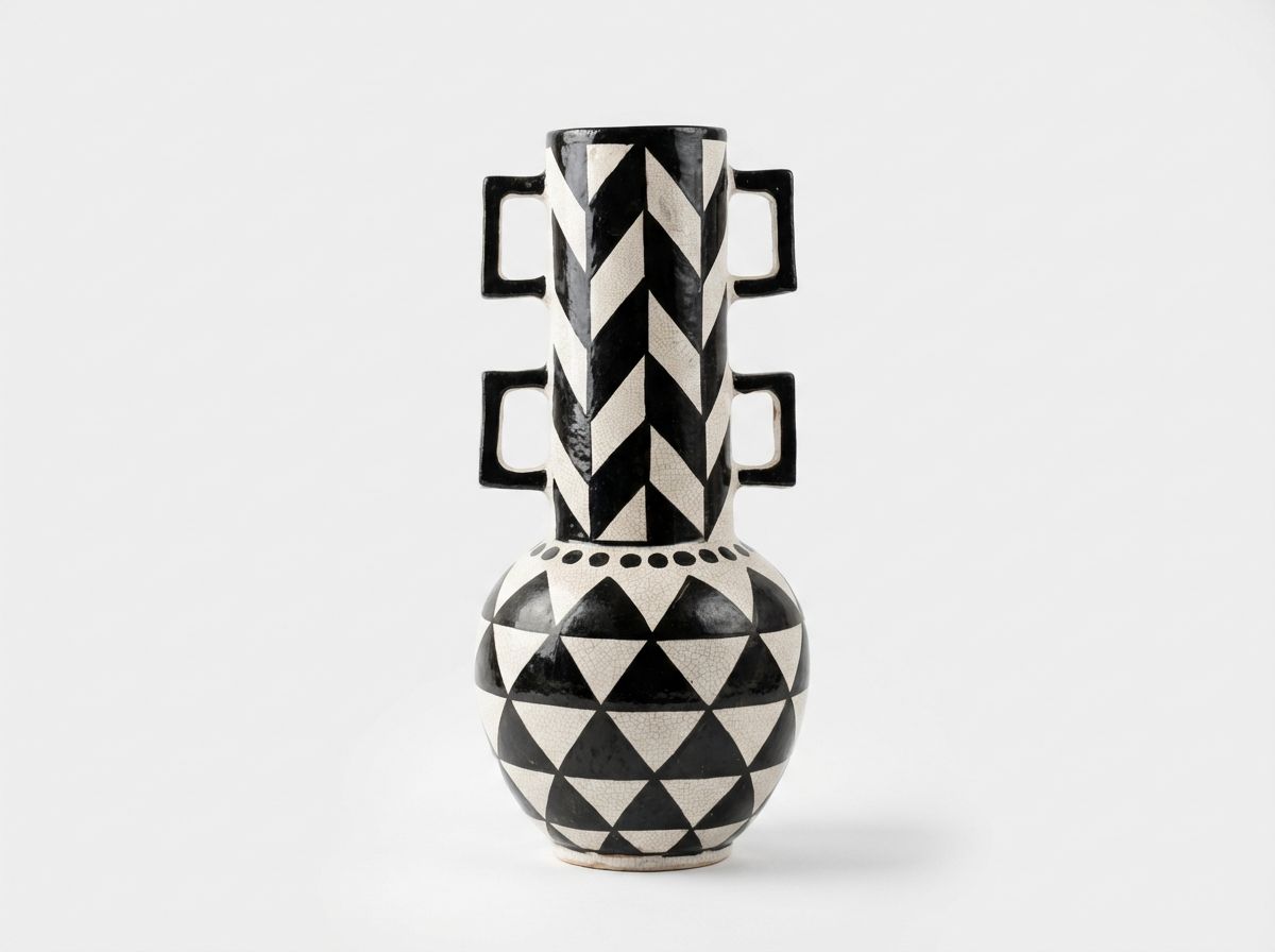 The 'Zebra' Geometric Totem Vase view 2