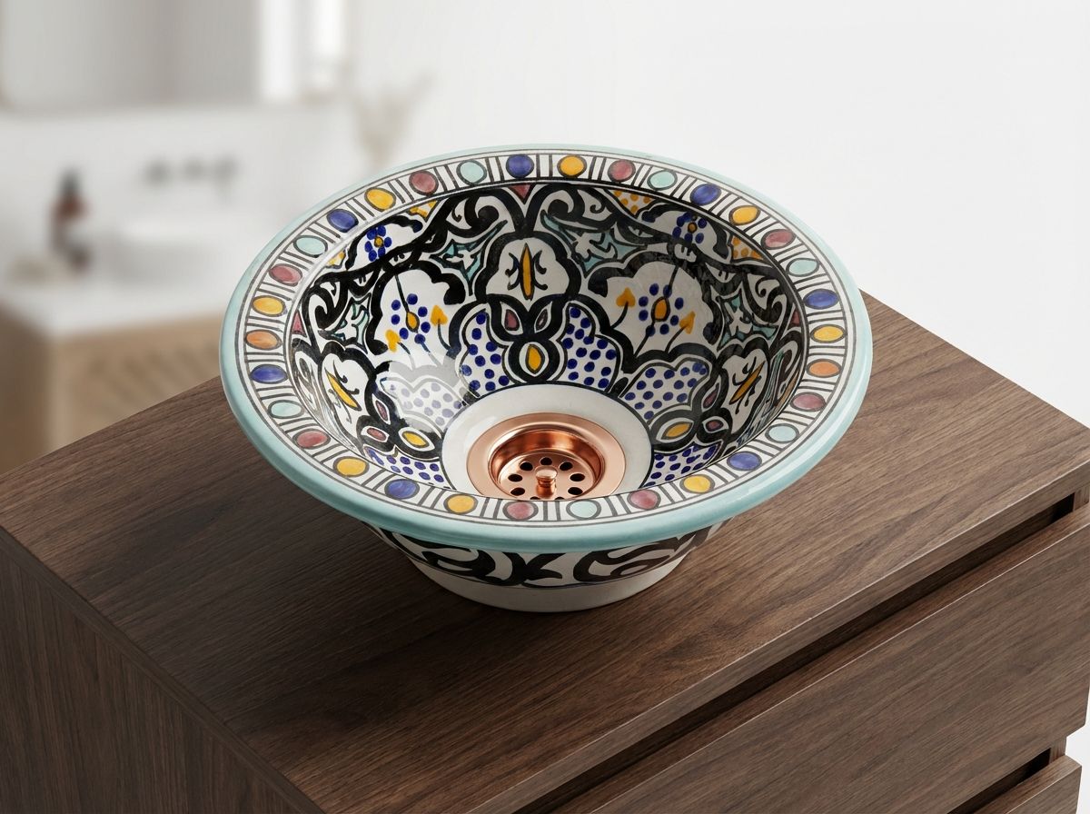 The 'Zahra' Polychrome Fes Vessel Sink view 3