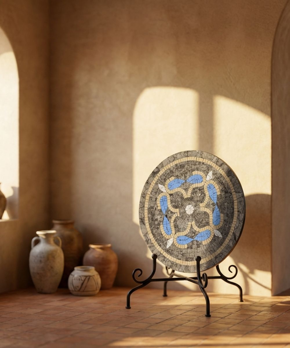 The Volubilis Azure Zellige Table