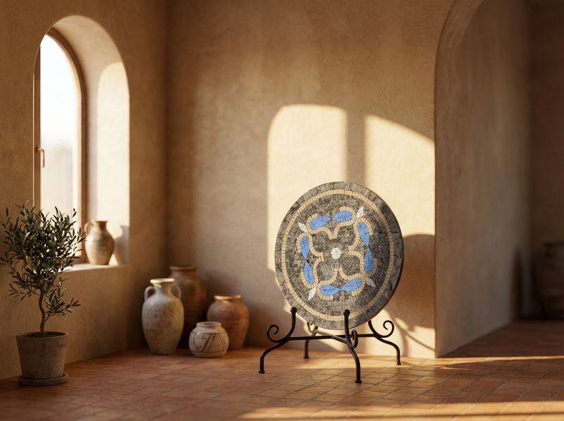 The Volubilis Azure Zellige Table detail