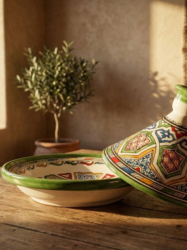 The 'Zellige' Ceramic Serving Tagine - Fes Blue & Green