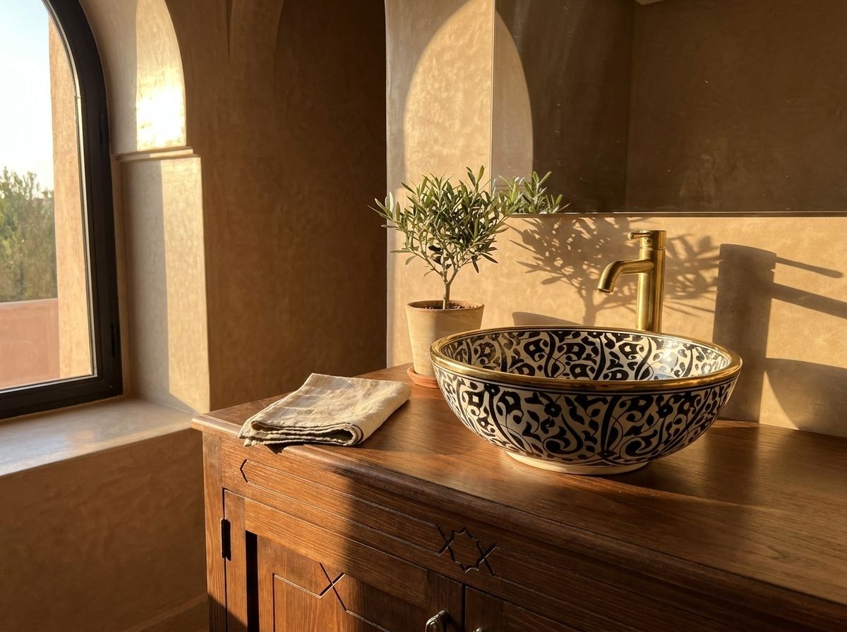 The Fes Noir & Brass Ceramic Vessel Sink view 3