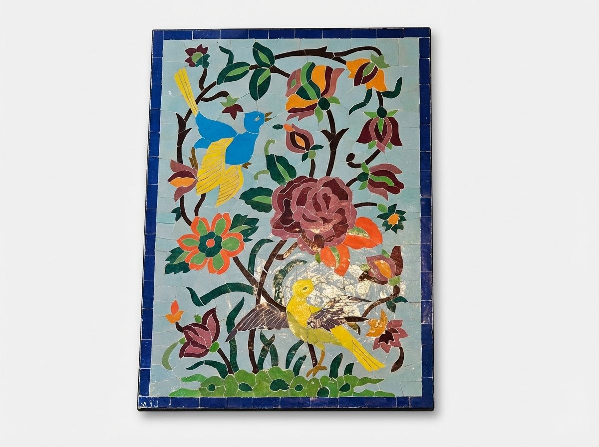 The Andalusian Garden: Zellige Bird & Floral Mosaic Panel view 2