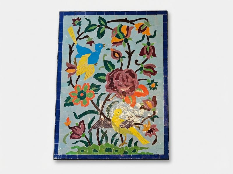 The Andalusian Garden: Zellige Bird & Floral Mosaic Panel