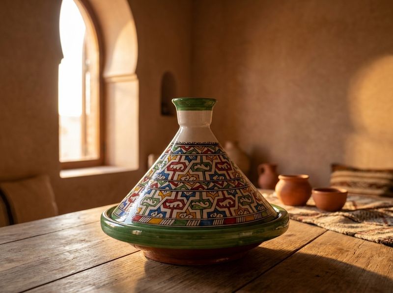 The "Fassi Mosaic" Hand-Painted Ceramic Tagine detail