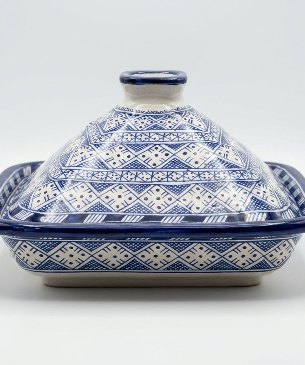 Fes Cobalt Geometric Square Tagine Server