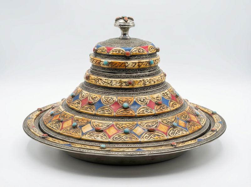 The Royal Tiznit: Jeweled Silver & Bone Inlay Ceremonial Tagine