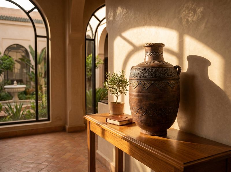 The Sahara Script Natural Clay Urn detail