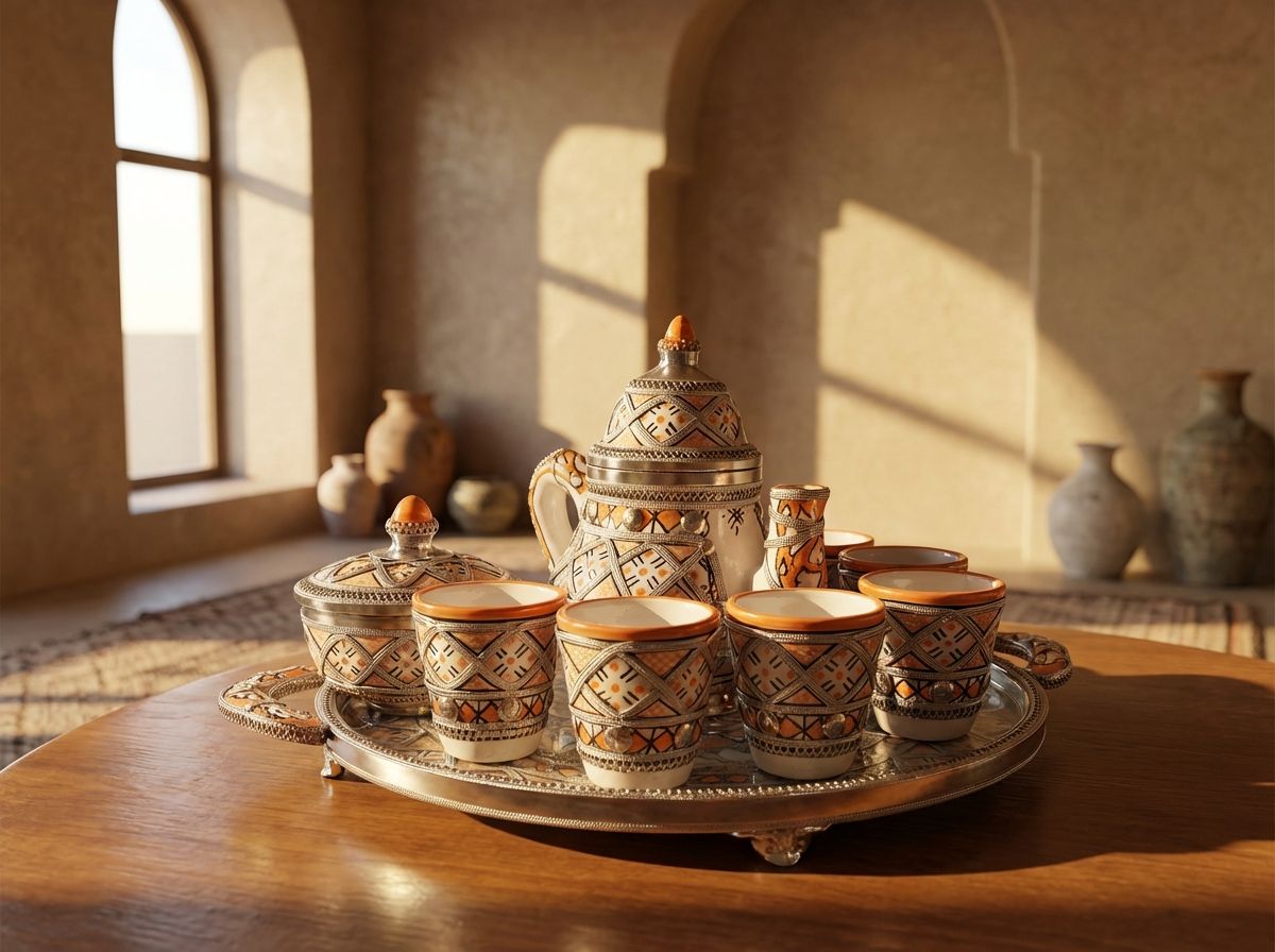 The Marrakech Filigree & Coral Ceramic Tea Service view 2