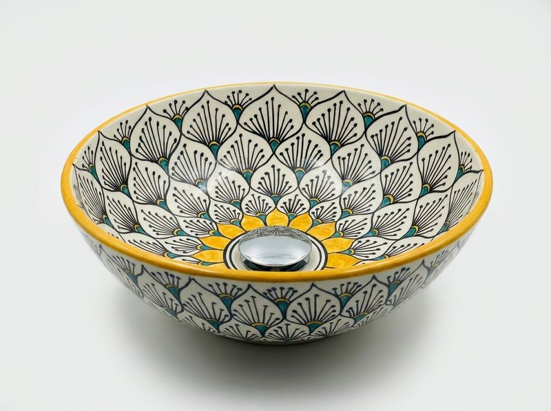 The Zahra Peacock Ceramic Vessel Sink