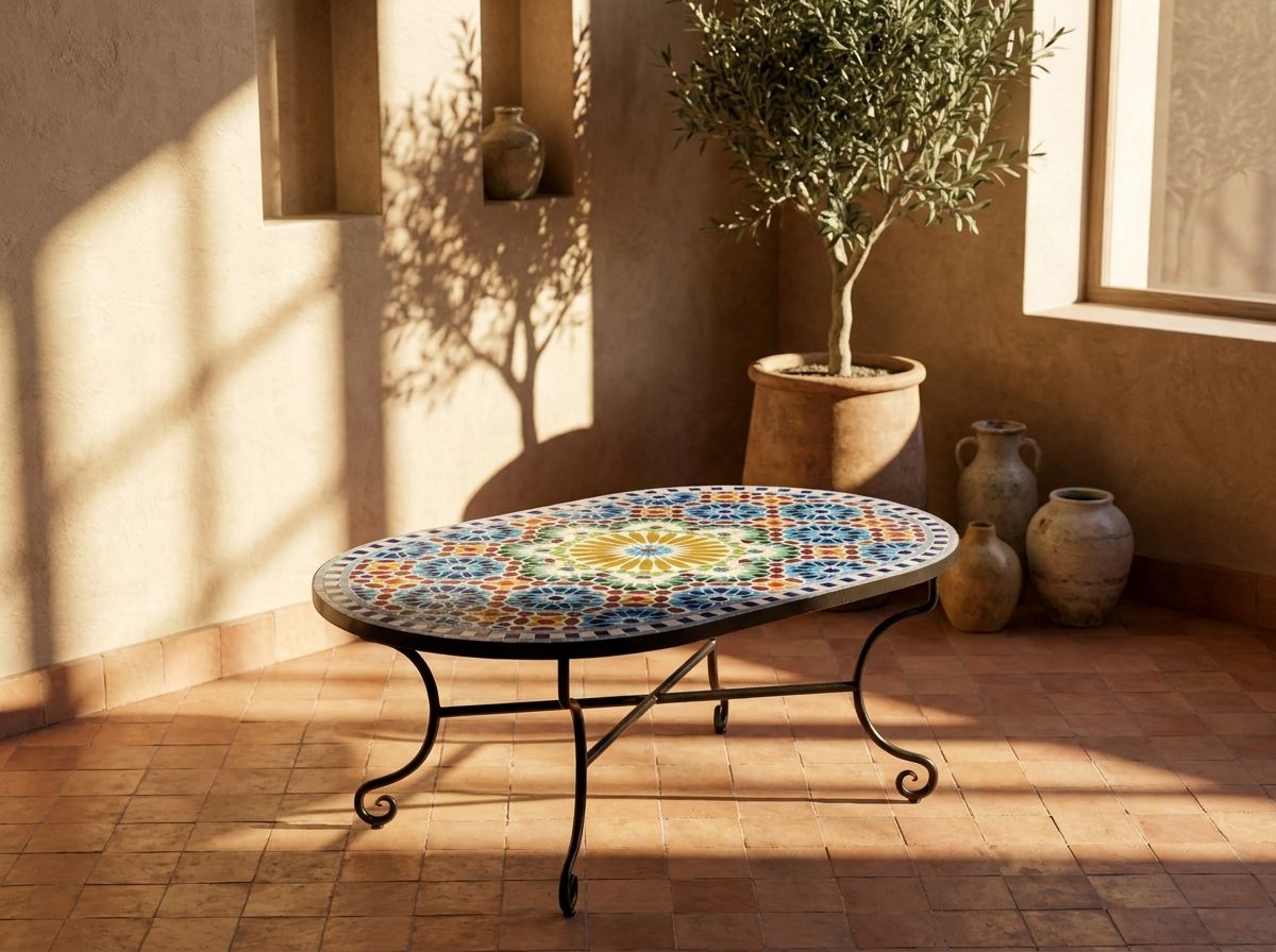 The 'Amira' Oval Zellige Mosaic Tabletop view 3