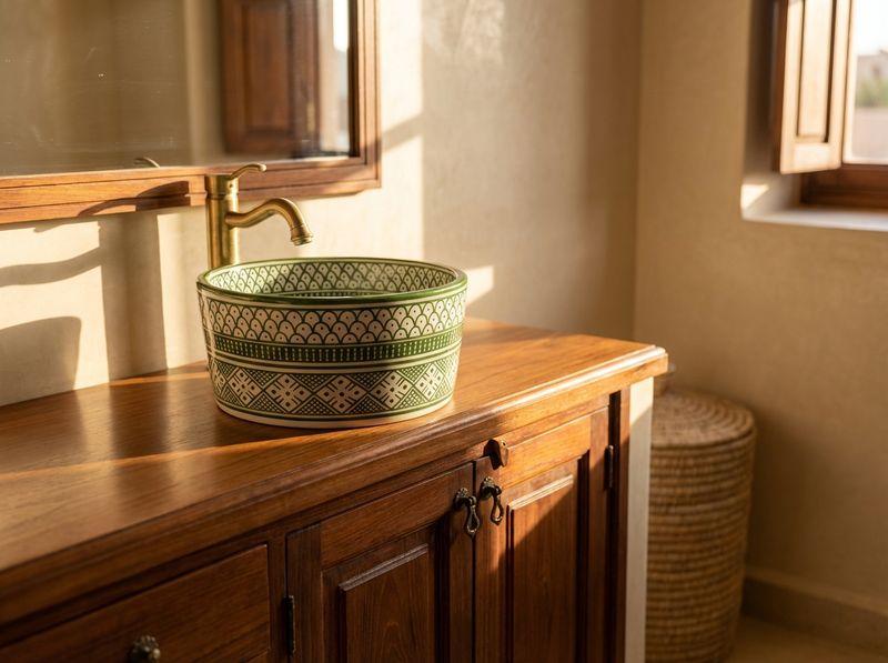 The Safi Emerald Scale & Star Vessel Sink detail
