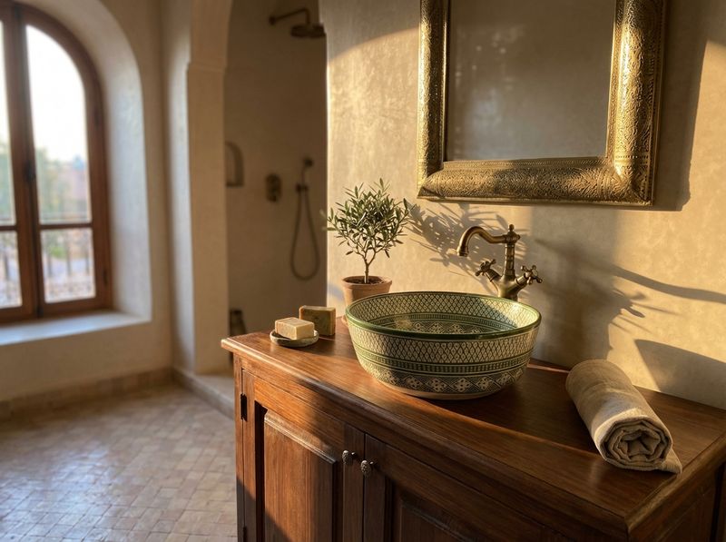 The Fassi Emerald: Hand-Painted Ceramic Vessel Sink detail