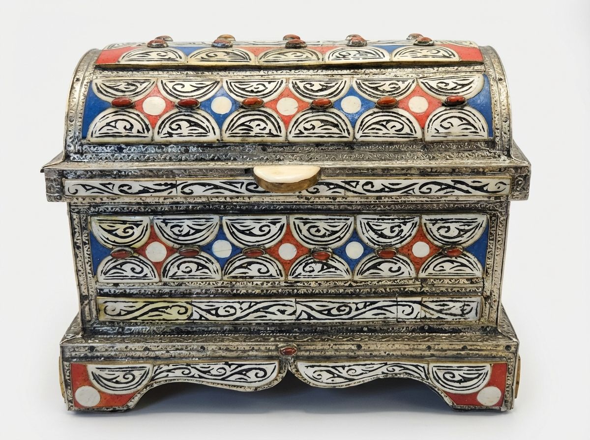The "Tiznit" Silver & Camel Bone Berber Dowry Chest view 2