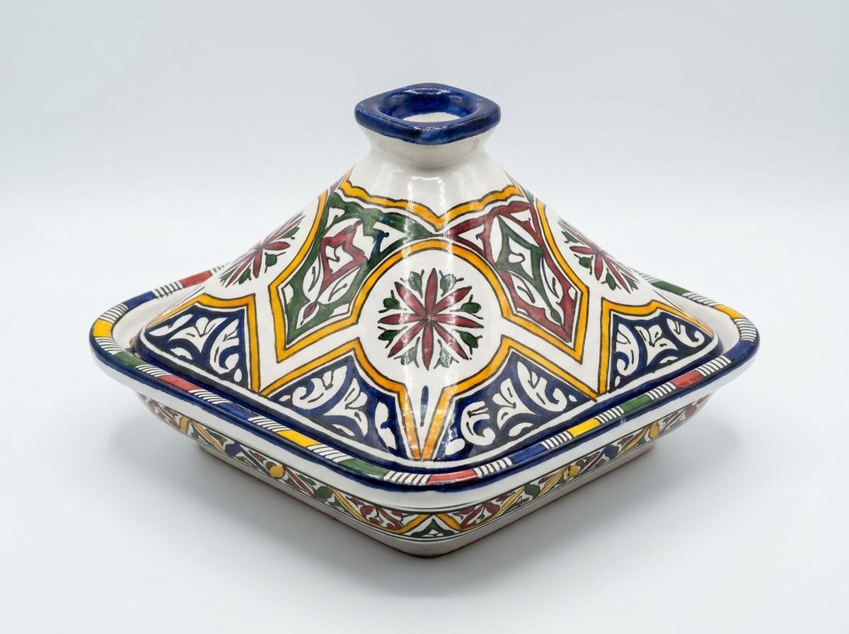 Fez Harmony: Hand-Painted Square Ceramic Serving Dish view 2