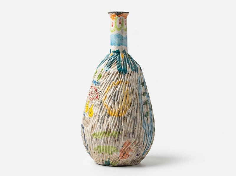 The Safi Scraffito Vessel: Textured Polychrome Vase