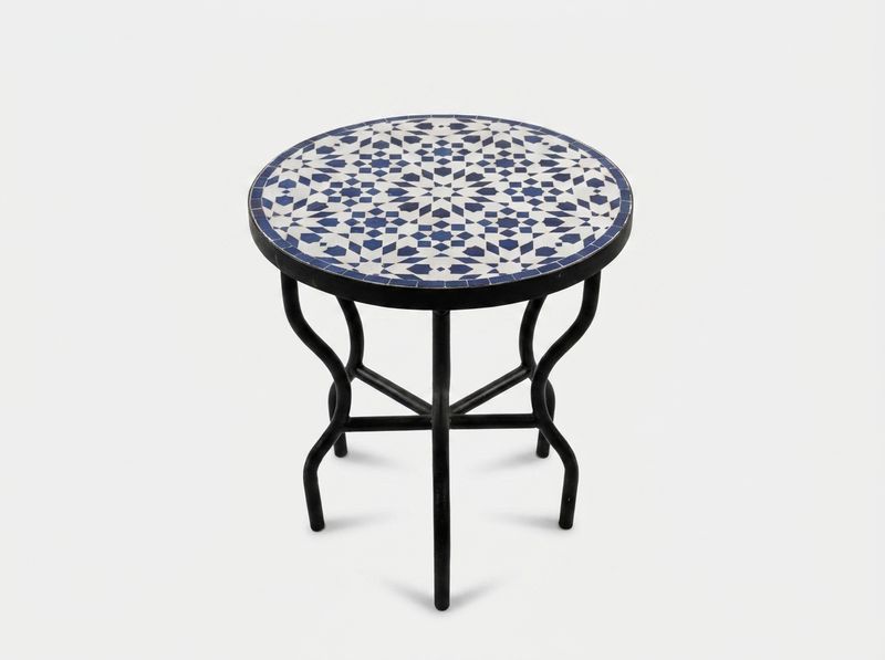 The Fassi Cobalt Star: Zellige Mosaic Side Table