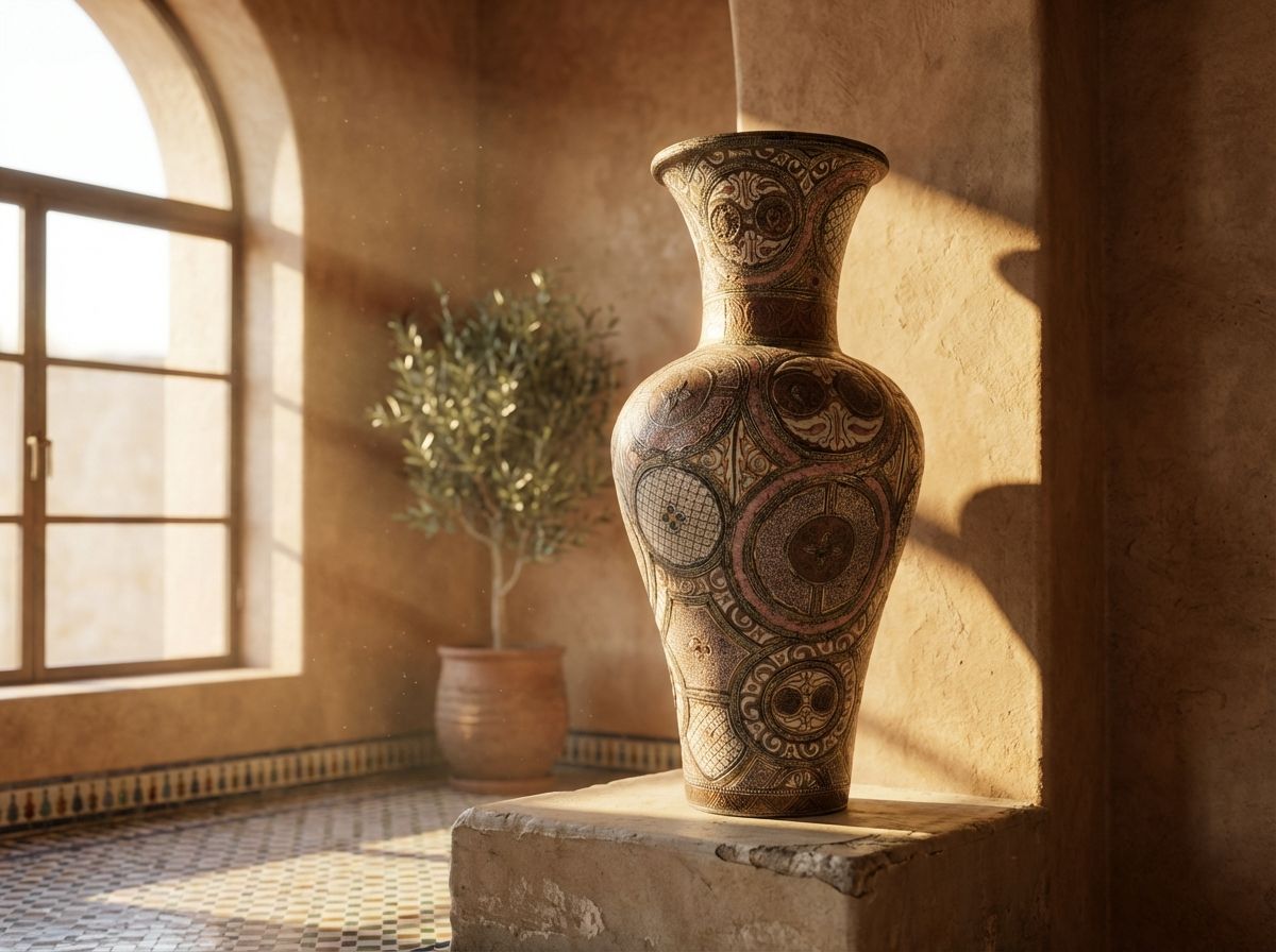 The Royal Atlas Copper & Stone Inlay Floor Vase view 2