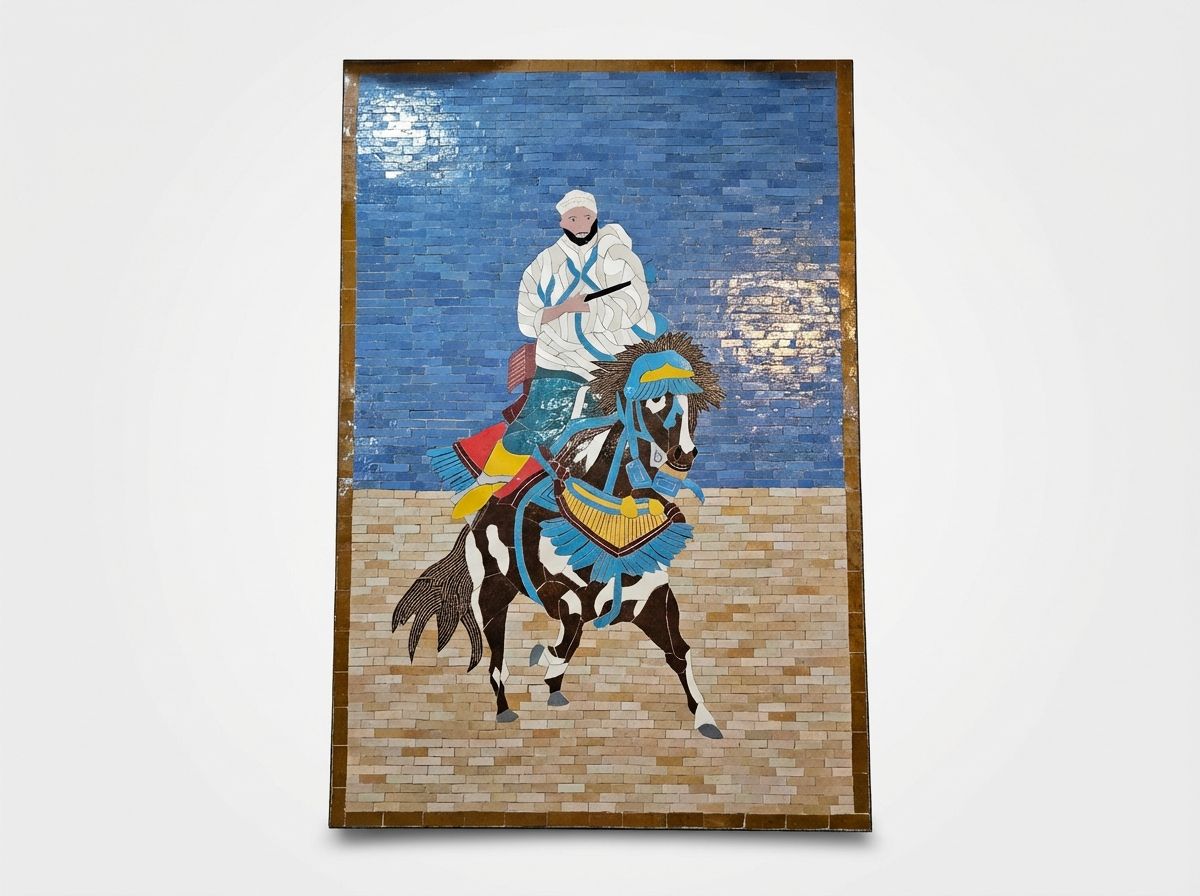 The Fantasia Horseman: Pictorial Zellige Mosaic Panel view 2