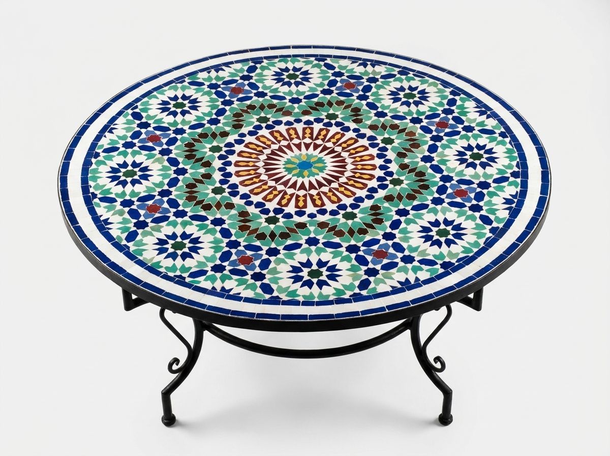 The Fes Azure Starburst Zellige Tabletop view 2
