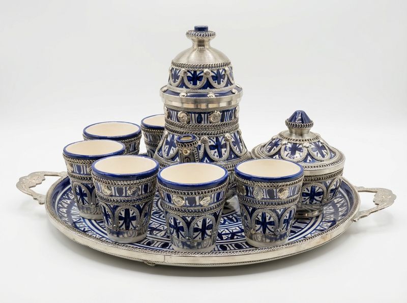The Royal Fes: Blue Ceramic & Silver Filigree Tea Service