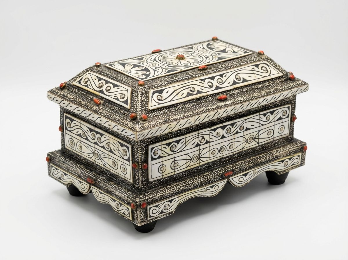 The Mogador Camel Bone & Silver Filigree Jewelry Chest view 3