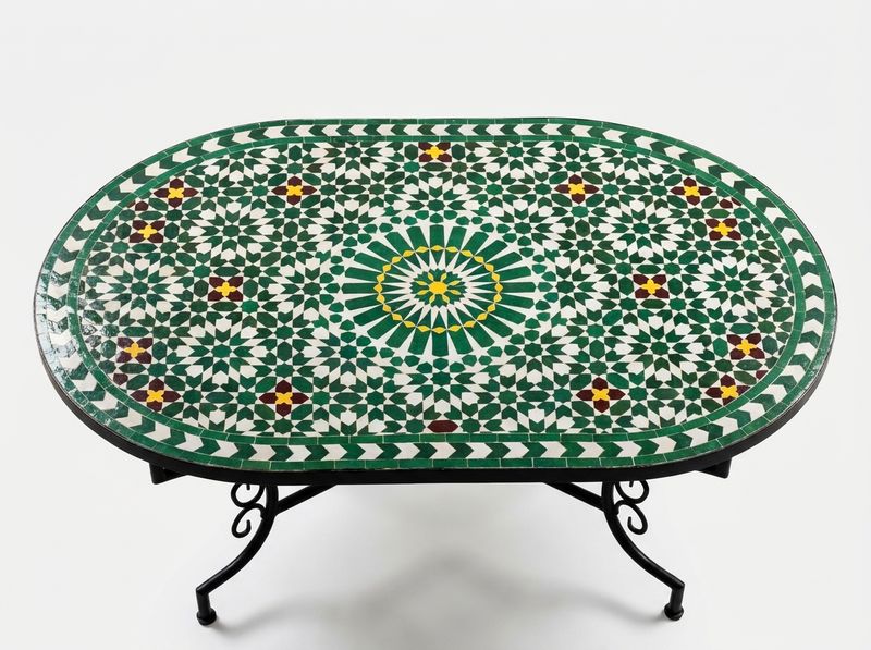 The Emerald Starburst Oval Zellige Tabletop