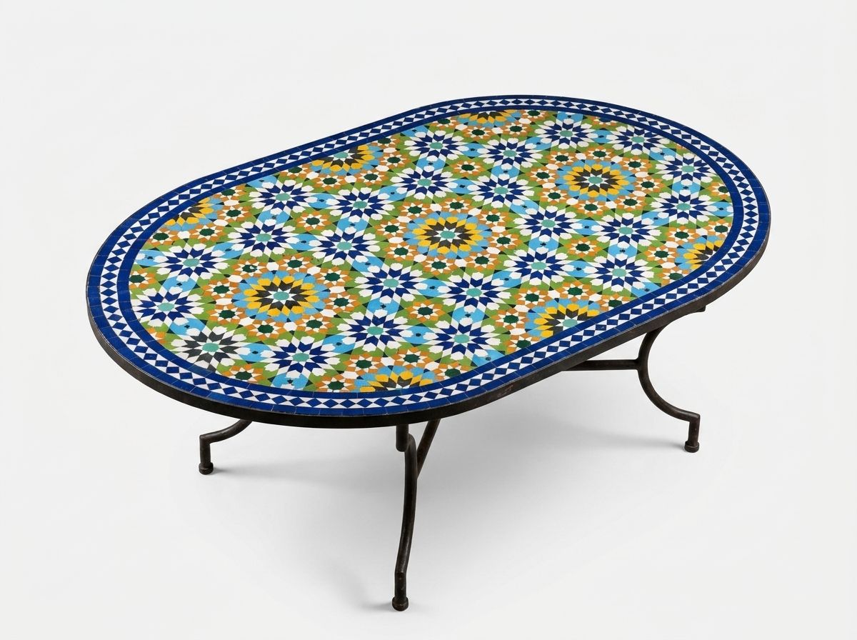 The Andalusian Star Oval Zellige Table Top view 2
