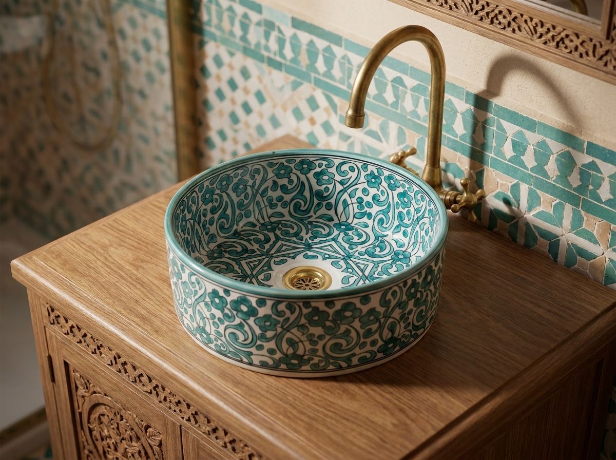 The Fes Turquoise Arabesque Vessel Sink view 2