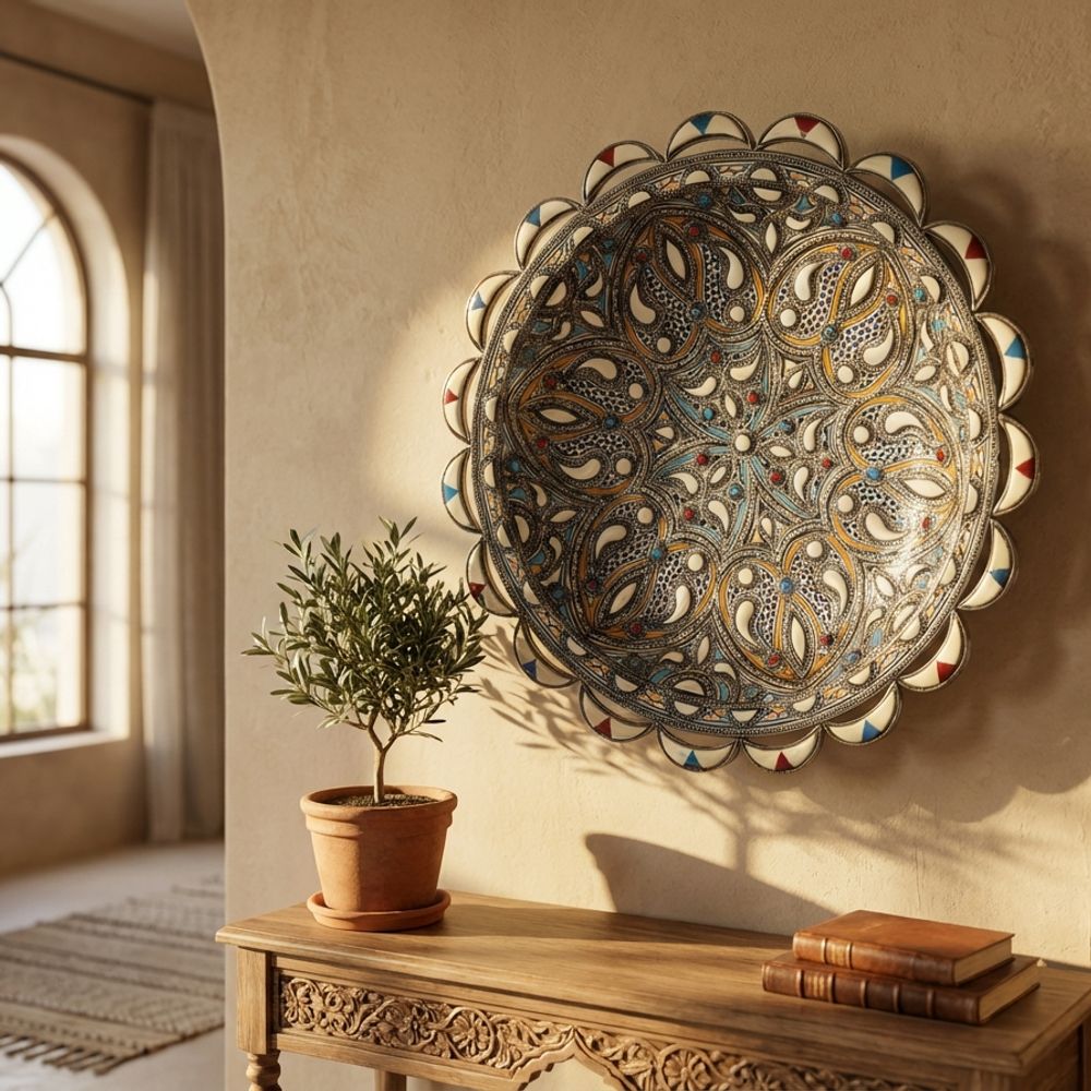 Zahra Silver-Framed Arabesque Platter