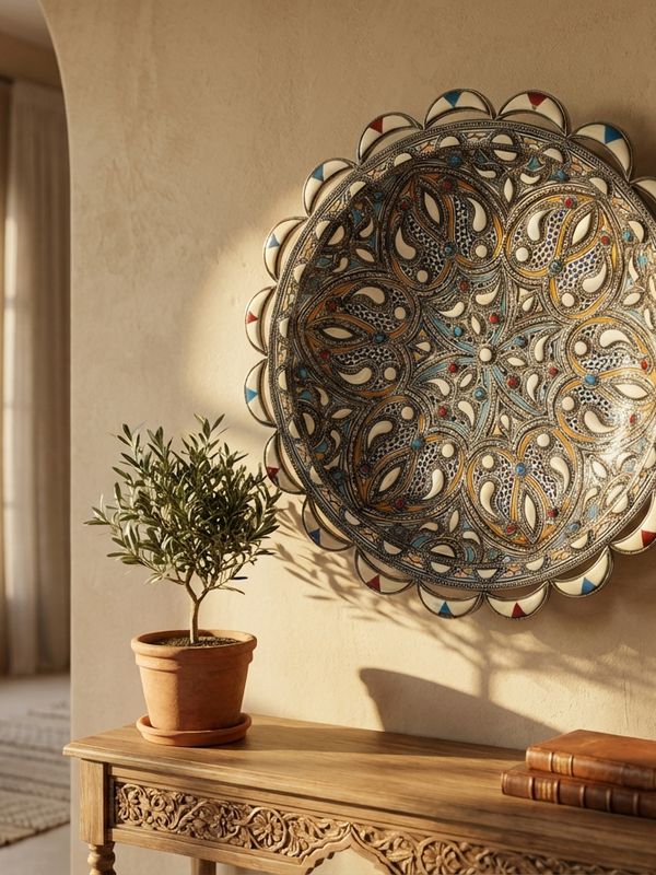 Zahra Silver-Framed Arabesque Platter