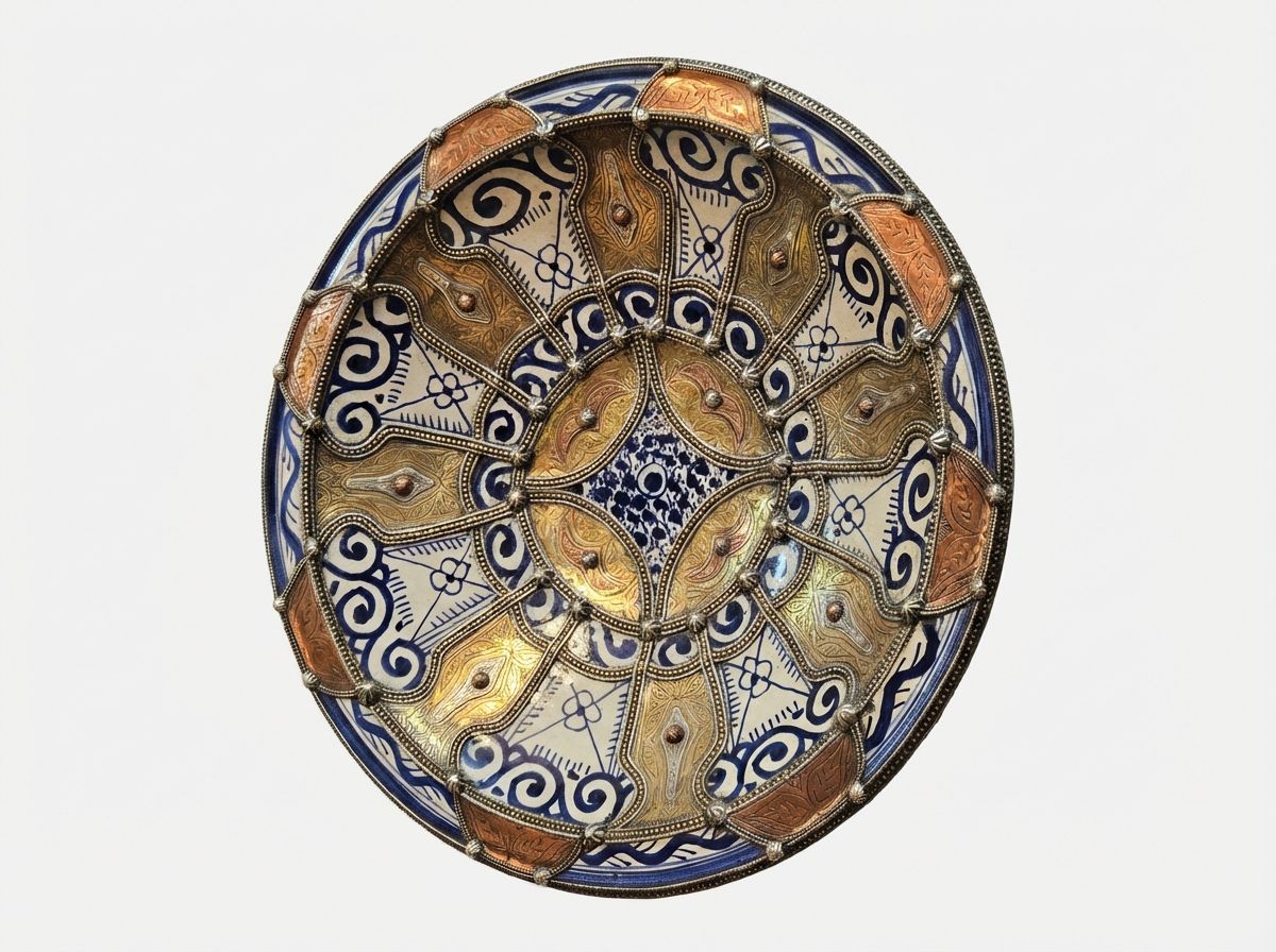 The Golden Fes: Brass & Ceramic Heritage Charger view 3