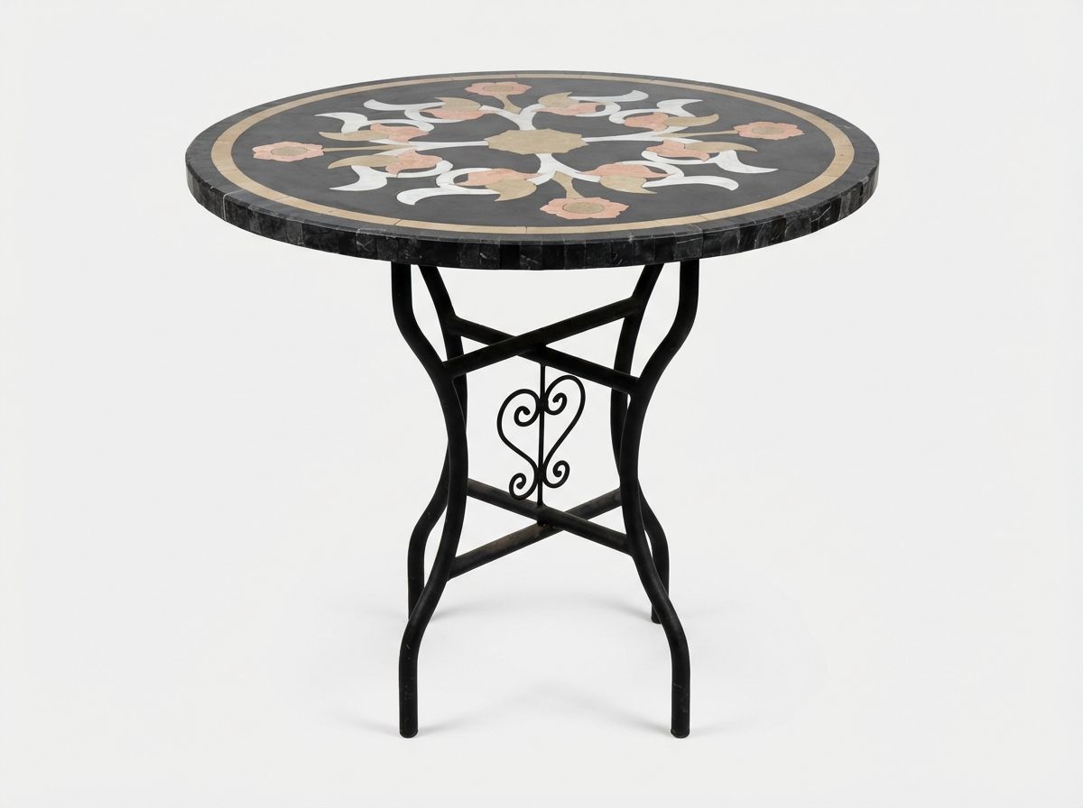 The Zahra Noir: Marble Inlay Bistro Table view 2