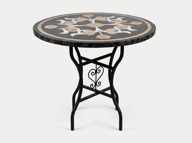 The Zahra Noir: Marble Inlay Bistro Table